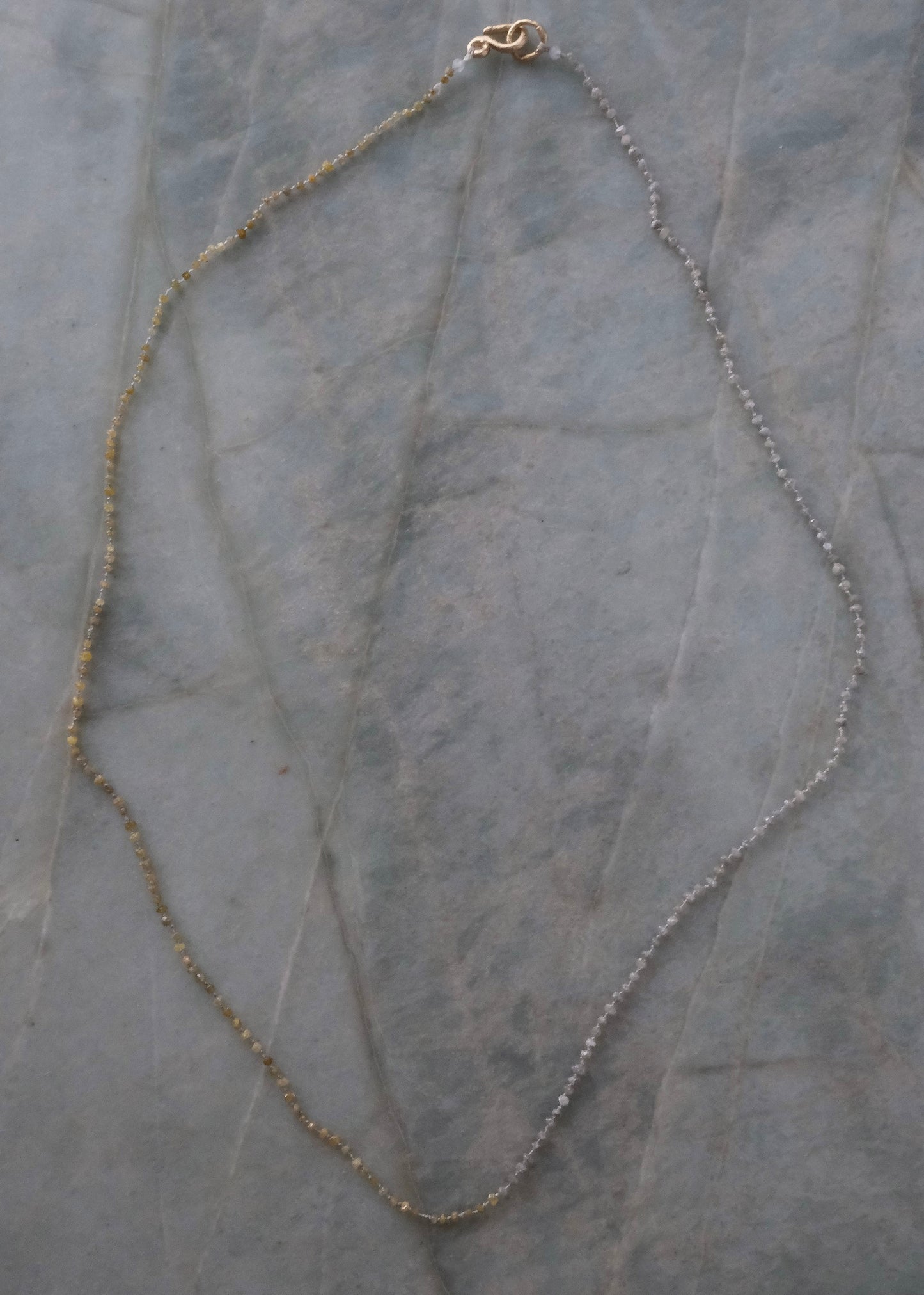 Raw Diamond Bead Necklace with Gold Clasp