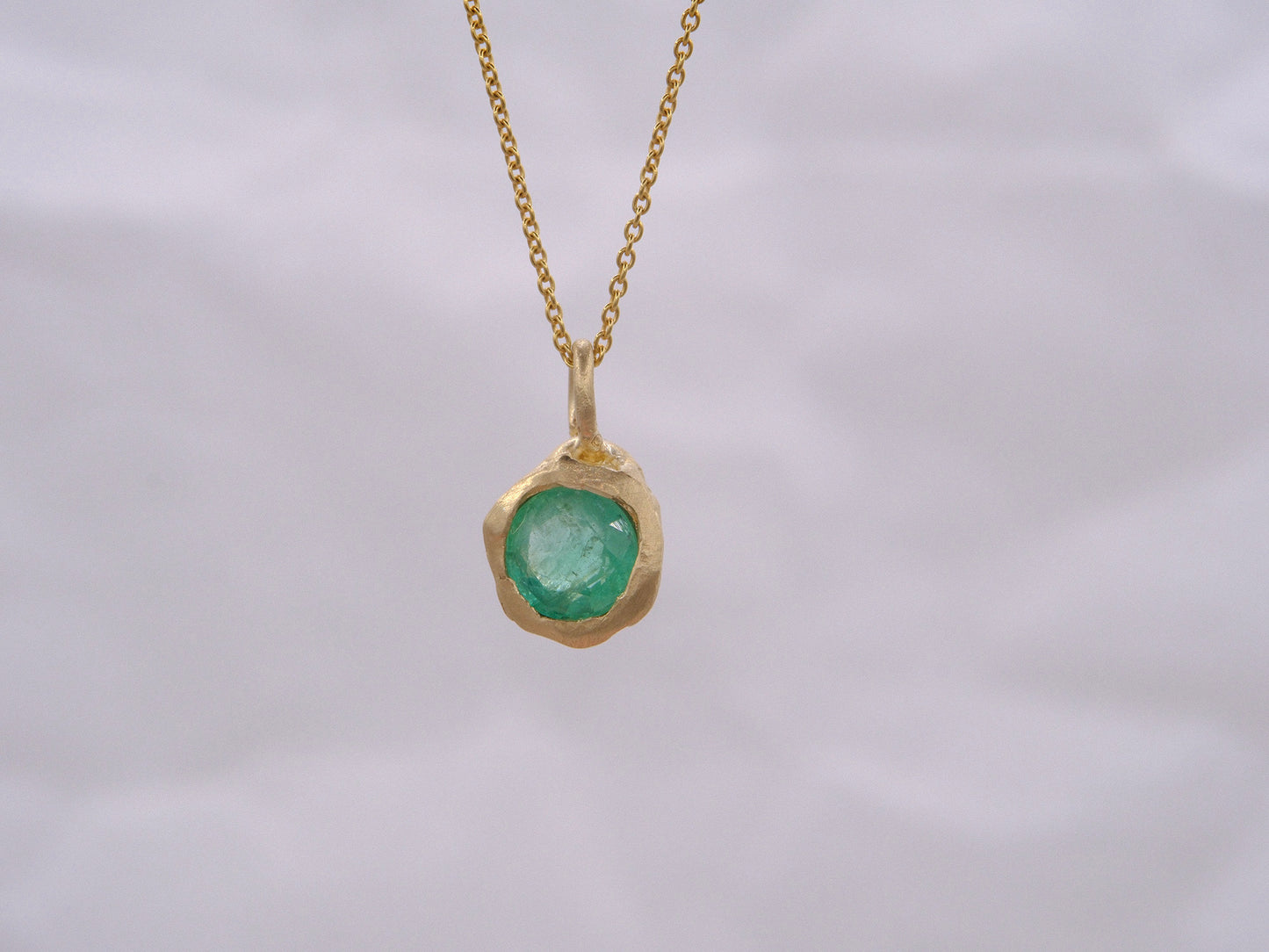 Terra Pendant with Bright Green Emerald