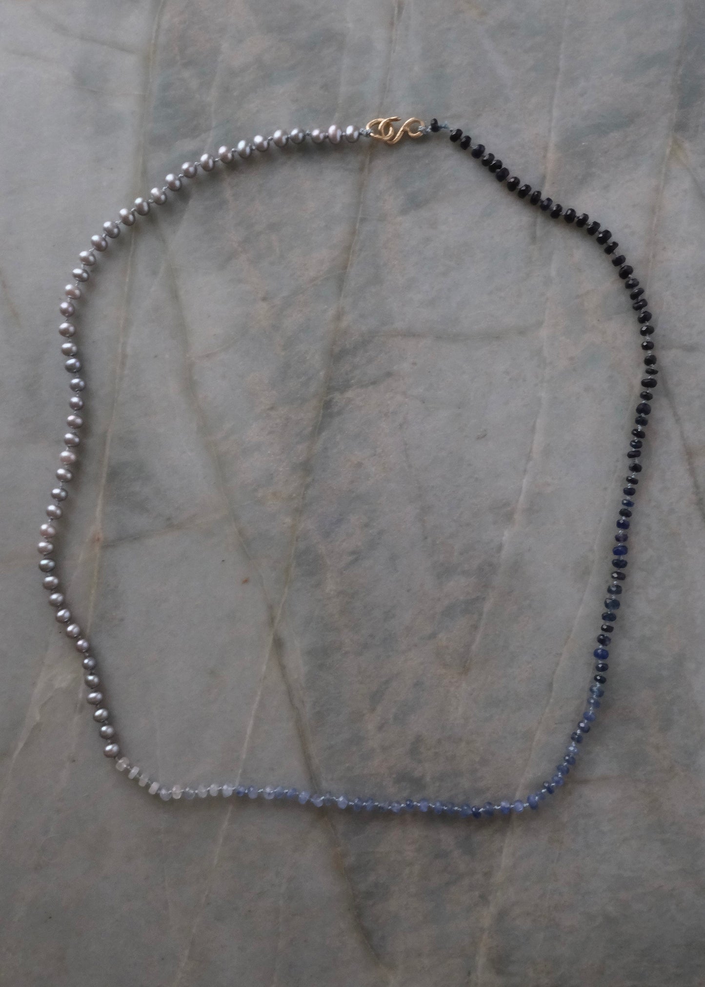 Raw Sapphires & Grey Freshwater Pearl Necklace
