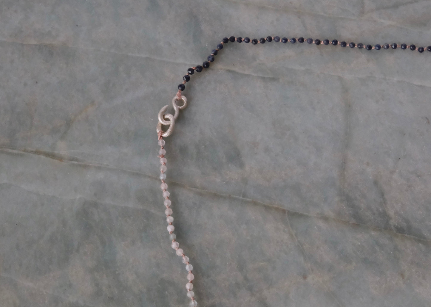 Sapphires, pink beryl necklace with silver clasp