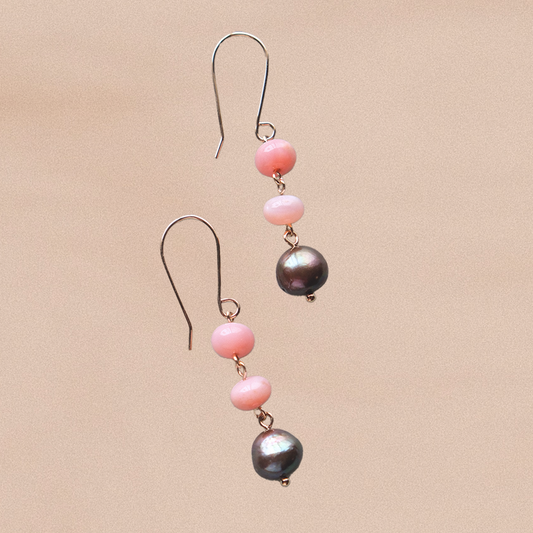 Ocean Double Drop Earrings with Opal and Pearl