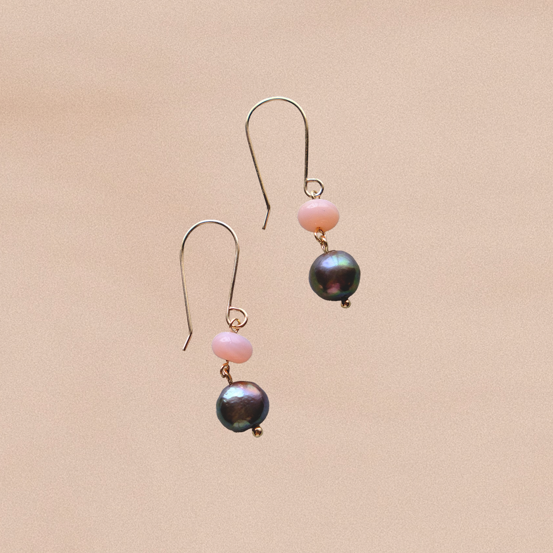 Ocean Drop Earrings with Opal and Pearl