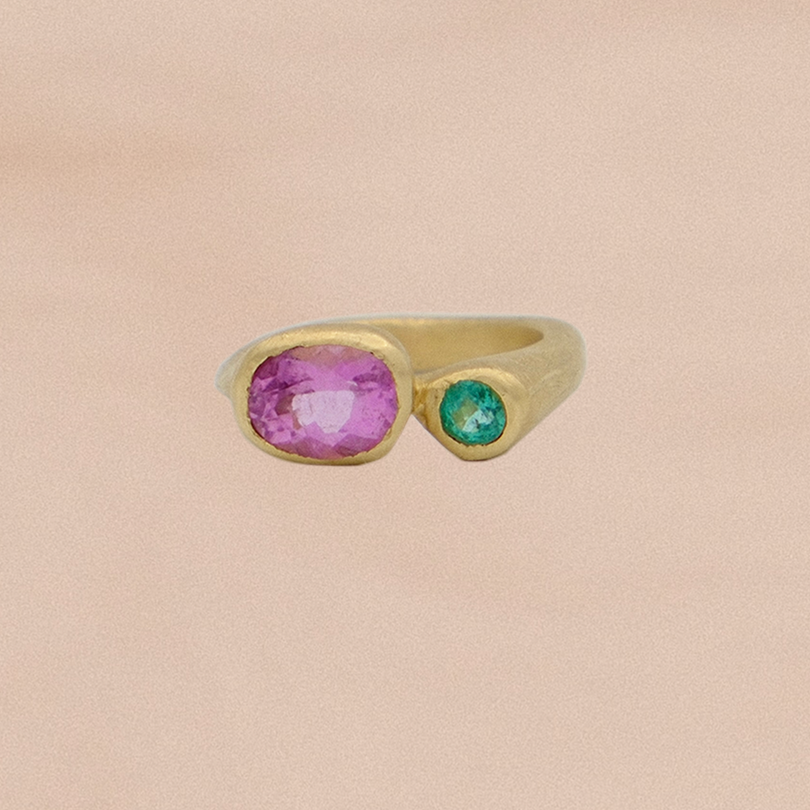 Duets Ring I: Spring Tourmaline and Emerald