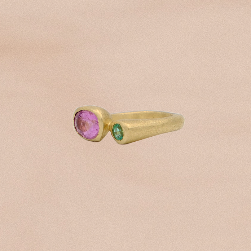Duets Ring I: Spring Tourmaline and Emerald