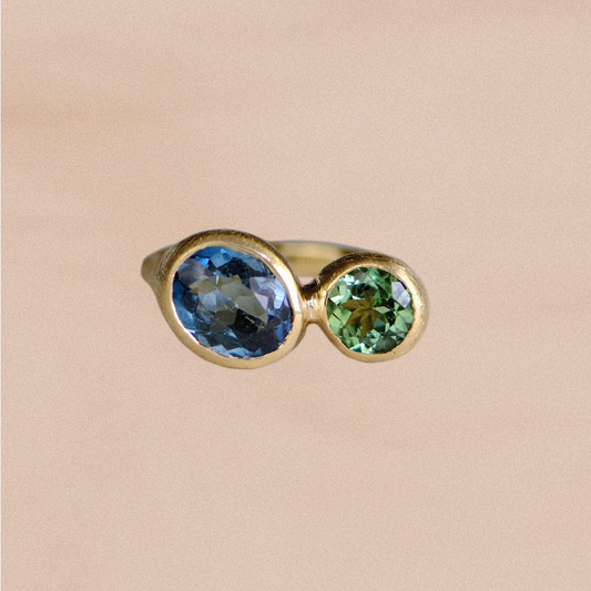 Duet Ring III: Fall Blues in Tourmaline