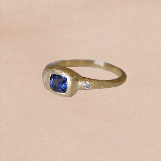 Duet Ring IV: Fall Blues in Spinel with White Diamond