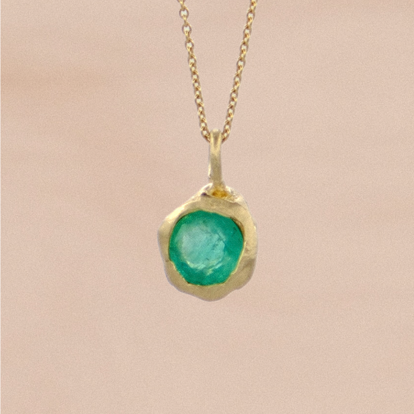 Terra Pendant with Bright Green Emerald