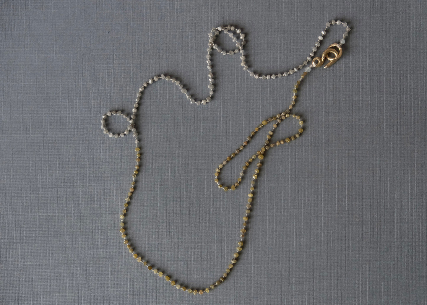 Raw Diamond Bead Necklace with Gold Clasp