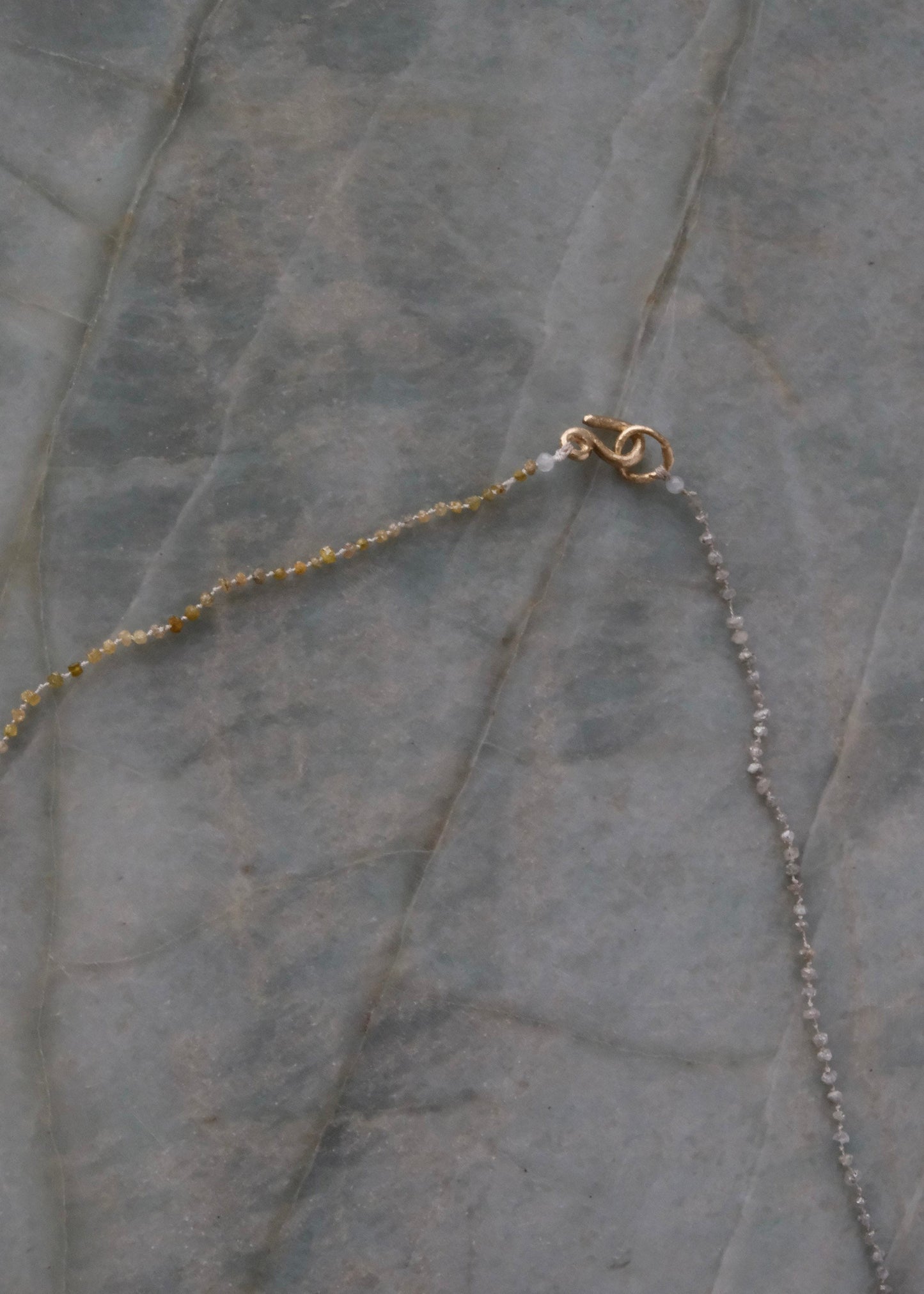 Raw Diamond Bead Necklace with Gold Clasp