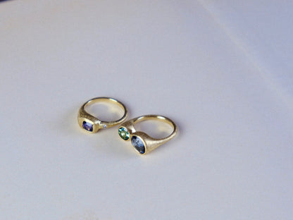 Duet Ring IV: Fall Blues in Spinel with White Diamond