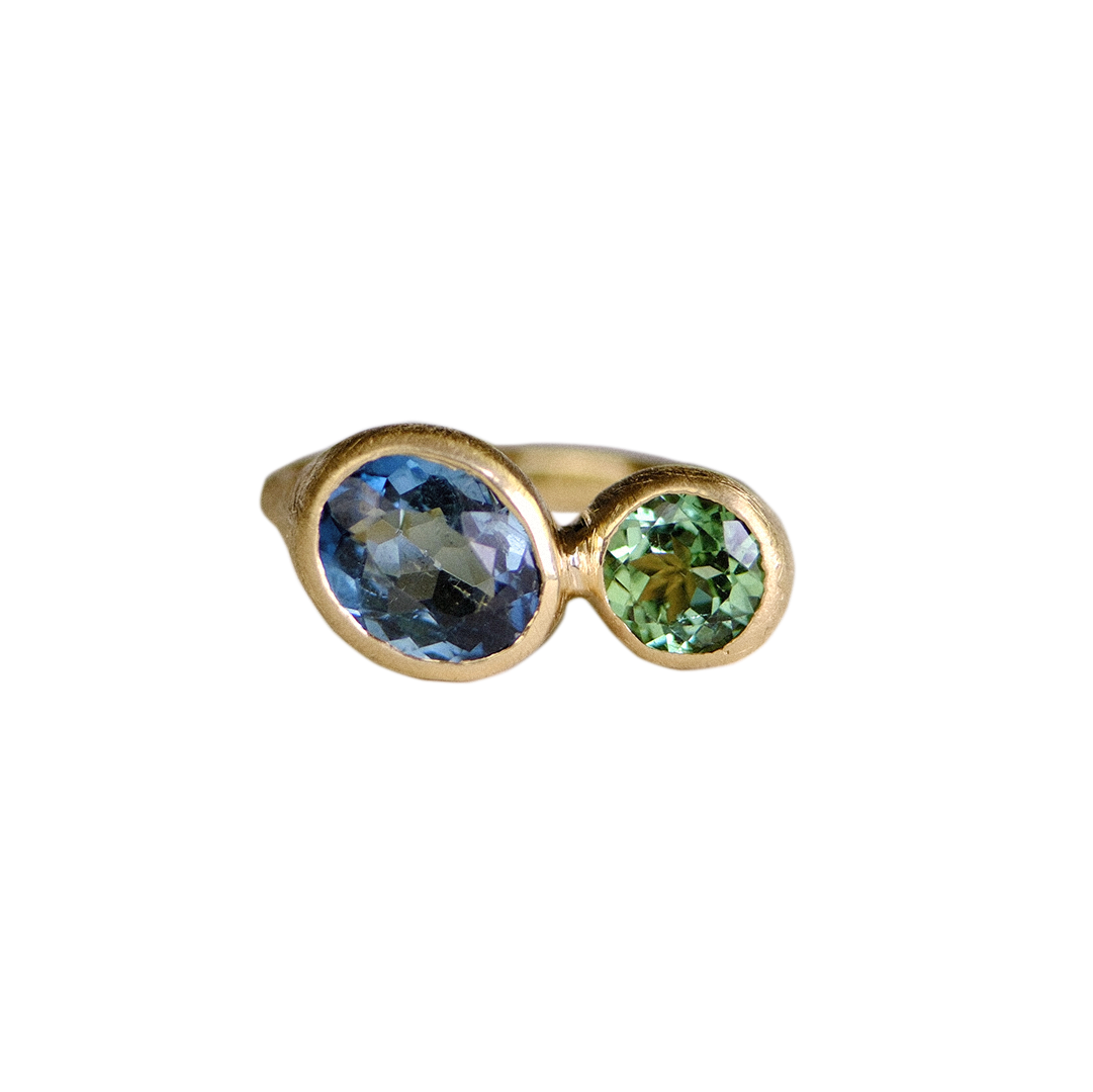 Duet Ring III: Fall Blues in Tourmaline