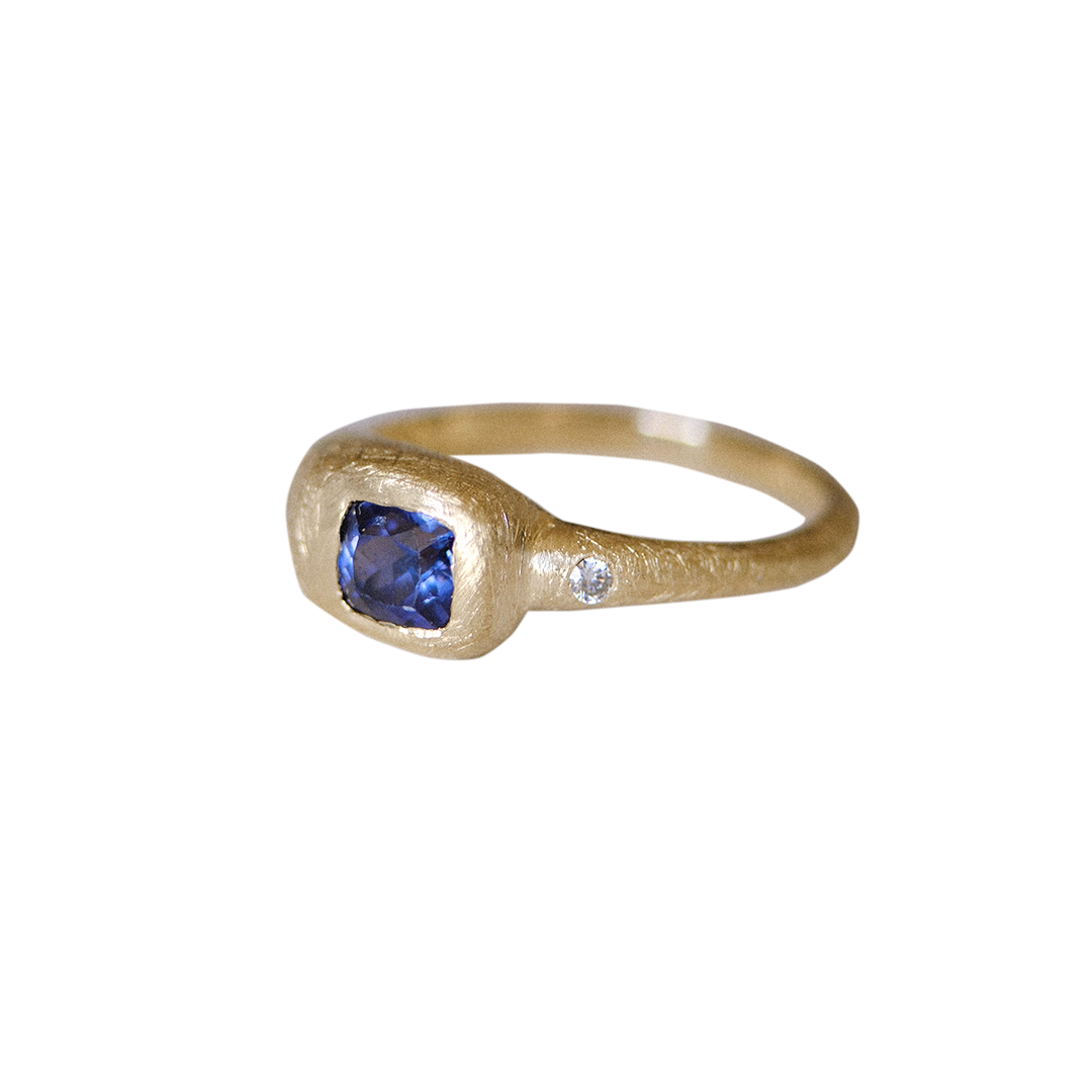 Duet Ring IV: Fall Blues in Spinel with White Diamond