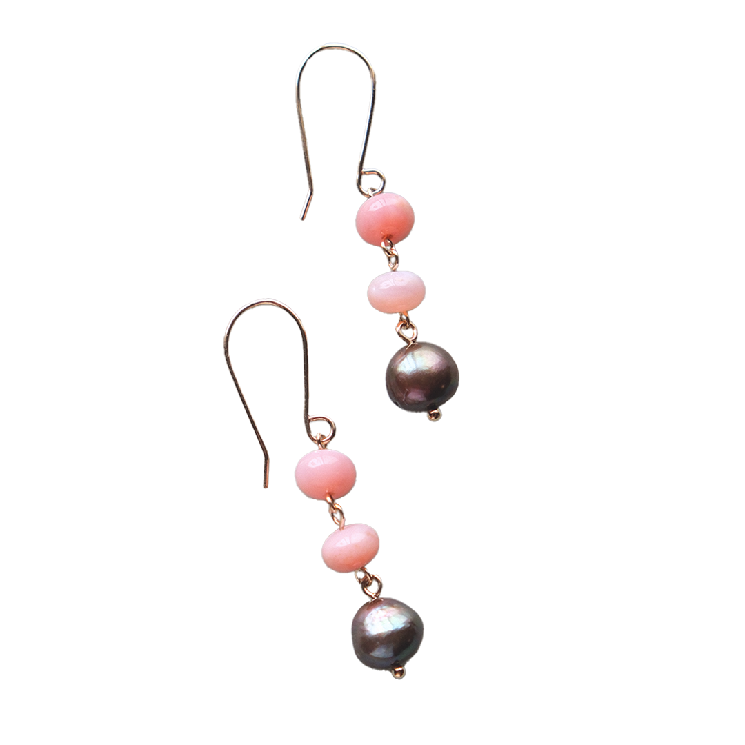 Ocean Double Drop Earrings with Opal and Pearl