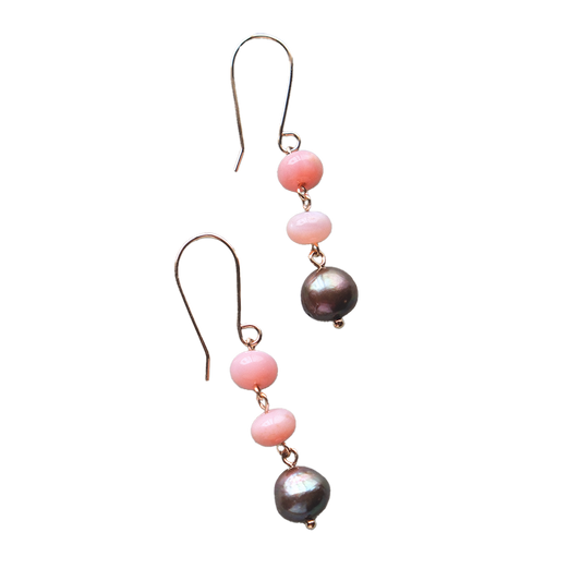 Ocean Double Drop Earrings with Opal and Pearl
