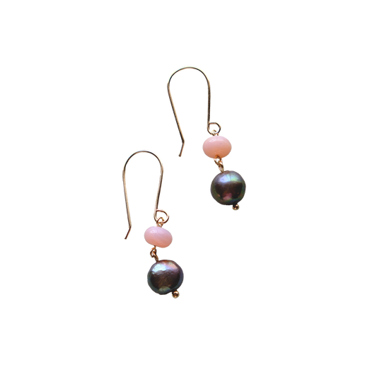 Ocean Drop Earrings with Opal and Pearl