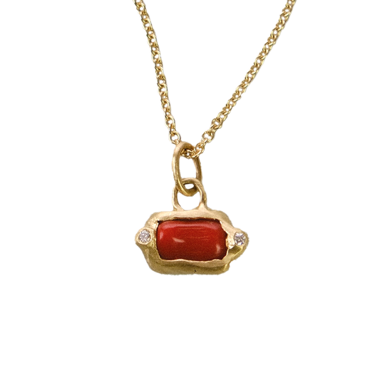Ocean Amulet Pendant with Vintage Coral and Diamonds