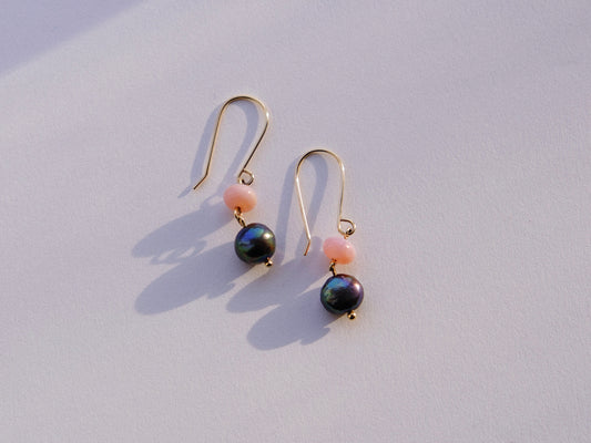 Ocean Drop Earrings with Opal and Pearl