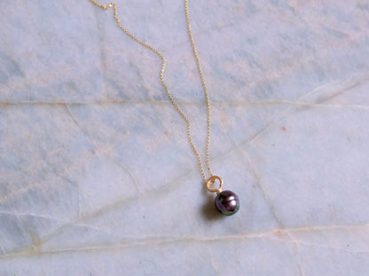 Ocean Amulet Pendant with Black Tahitian Pearl