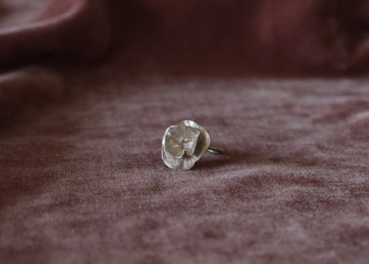 Silver Crumpled Flower Ring