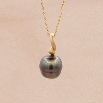 Ocean Amulet Pendant with Black Tahitian Pearl