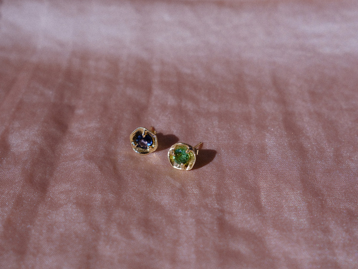 Delle Stud Earrings with Mixed Tourmaline