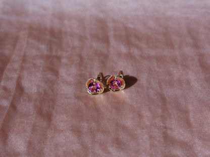 Delle Stud Earrings with Pink Topaz