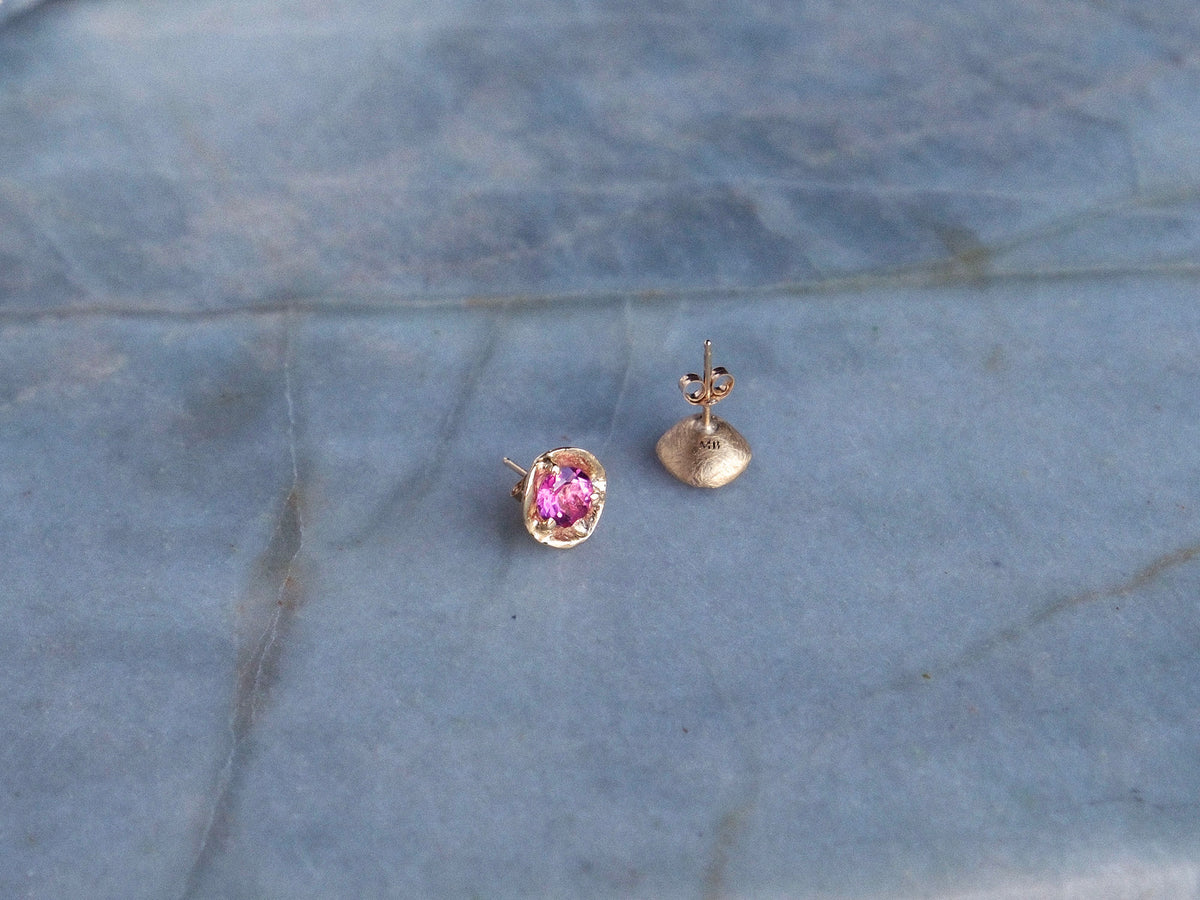 Delle Stud Earrings with Pink Topaz