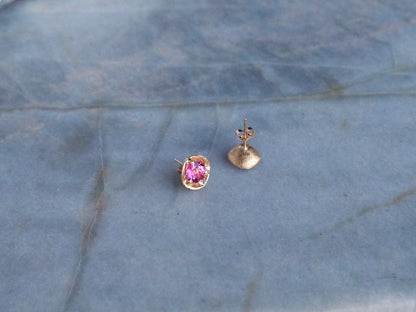 Delle Stud Earrings with Pink Topaz