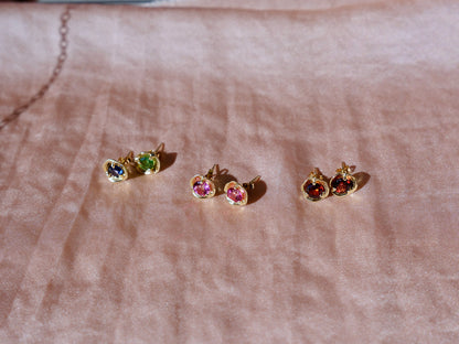 Delle Stud Earrings with Mixed Tourmaline