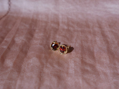 Delle Stud Earrings with Garnet