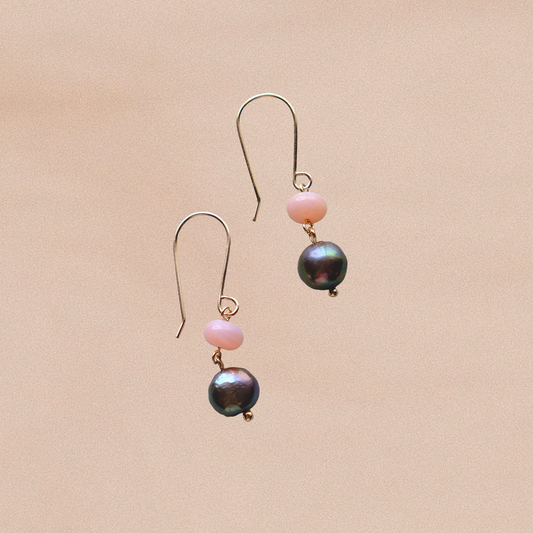 Ocean Drop Earrings with Opal and Pearl