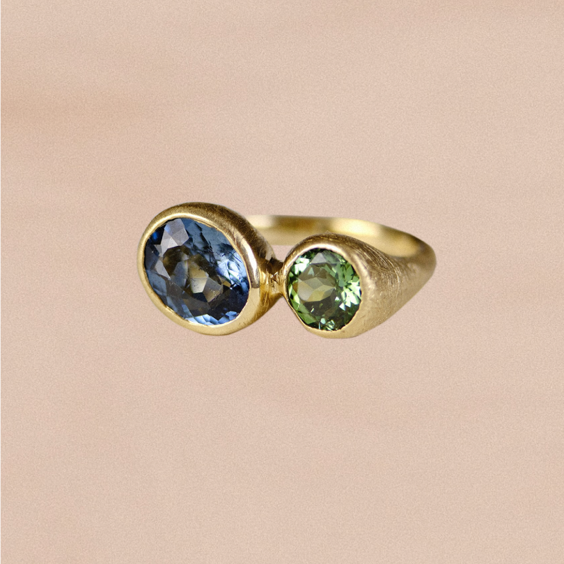 Duet Ring III: Fall Blues in Tourmaline