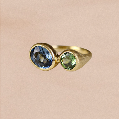 Duet Ring III: Fall Blues in Tourmaline