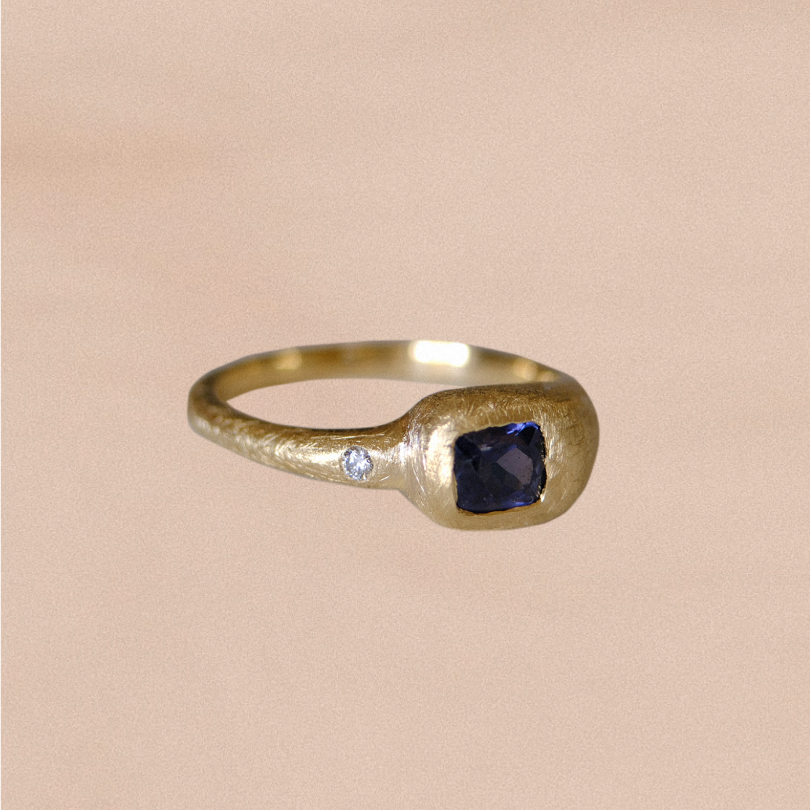 Duet Ring IV: Fall Blues in Spinel with White Diamond