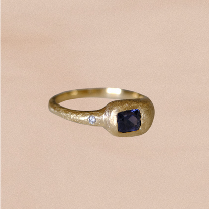 Duet Ring IV: Fall Blues in Spinel with White Diamond