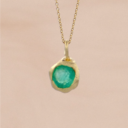 Terra Pendant with Bright Green Emerald
